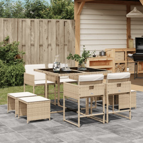 Garden Dining Set Beige, Cream White, Black