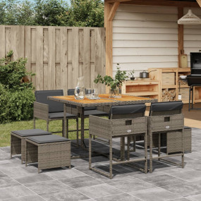 Garden Dining Set Grey and brown