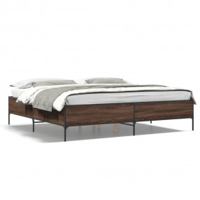 Bed Frame Brown Oak Engineered Wood Super King Bed Fram...