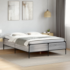 Bed Frame Grey Sonoma Engineered Wood 63x79 in Durable