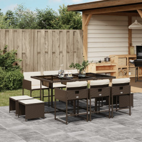 Garden Dining Set Brown, Cream White, Black