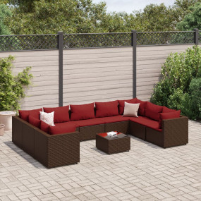 Patio Lounge Set Brown PE Rattan Large Modular Patio Lo...