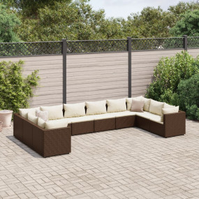 Patio Lounge Set Brown, Cream White