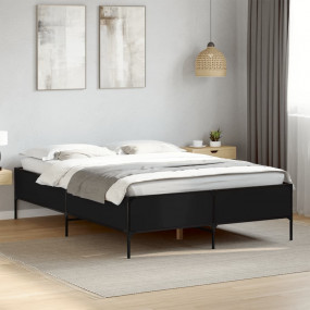Bed Frame Black Engineered wood, Steel Small Double Mod...