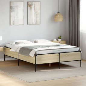 Bed Frame Sonoma Oak Engineered wood, Steel Small Doubl...