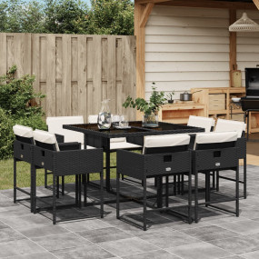 Patio Dining Set Set of 8 Black and cream white