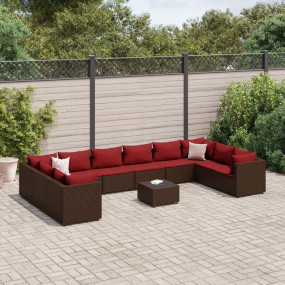 Patio Lounge Set Brown PE rattan 11 Piece UV-resistant ...