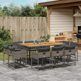 Patio Dining Set Set of 10 Gray, Dark Gray