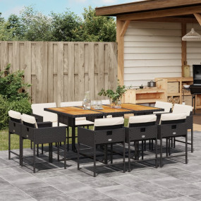 Patio Dining Set Set of 10 Black, cream white