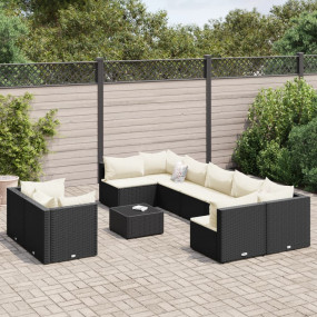 Patio Sofa Set Set of 9 Black and cream