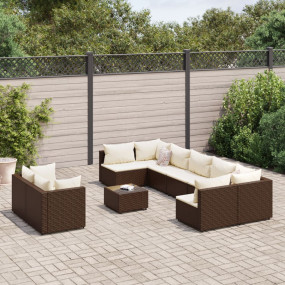 Patio Sofa Set Set of 9 Brown, Cream White
