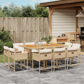 Patio Dining Set Set of 10 Beige PE rattan 10-person Fo...