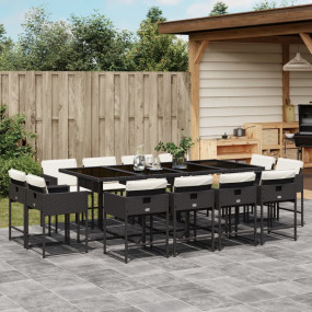 Patio Dining Set Set of 12 Black, Cream white