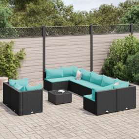 Patio Sofa Set Set of 9 Black