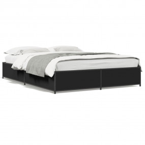 Bed Frame Black Engineered wood, steel Double Durable B...