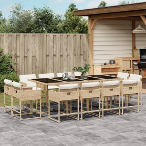 Patio Dining Set Set of 12 Beige