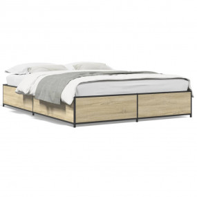 Bed Frame Sonoma Oak Engineered wood, steel Double Dura...