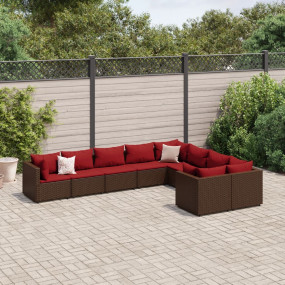 Patio Sofa Set Brown PE Rattan 9 Piece Modular Patio So...