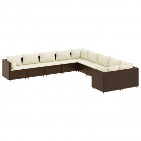 Patio Sofa Set Set of 10 Brown Poly Rattan, Cream White...