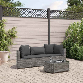 Patio Sofa Set Set of 3 Grey PE rattan Medium UV-resist...
