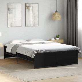 Bed Frame Black Engineered wood and metal Double Durabl...