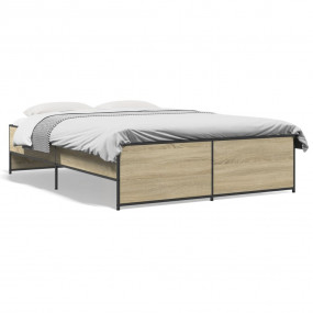 Bed Frame Sonoma Oak Engineered Wood and Steel Standard...