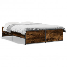 Bed Frame Smoked Oak Engineered wood, metal Full Durabl...