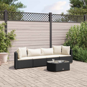 Patio Sofa Set Set of 4 Black PE rattan Standard Modula...