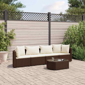Patio Sofa Set 4-Piece Set Brown, Cream