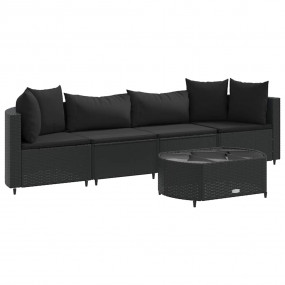 Patio Sofa Set Set of 4 Black PE rattan Medium Modular