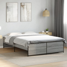 Bed Frame Grey sonoma Engineered wood, Steel 55.1 x 74....