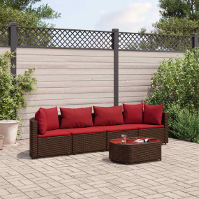 Patio Sofa Set Set of 4 Brown PE rattan Compact Modular