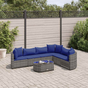 Patio Sofa Set Set of 6 Grey, Dark Blue