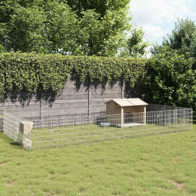 Animal Enclosure Silver Galvanized Iron Large Collapsib...