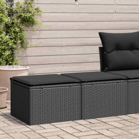 Garden Sofa Set Black PE rattan, powder-coated steel St...