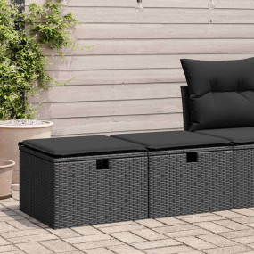Garden Sofa Set Black PE rattan, powder-coated steel, p...
