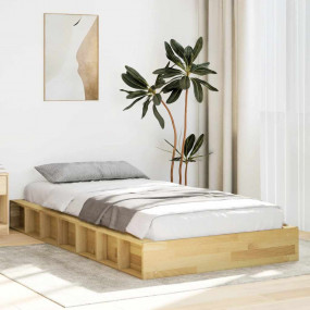 Bed Frame Oak Solid oak wood Single Bed Frame Rectangul...