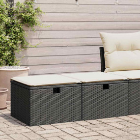 Garden Sofa Set Black PE Rattan, Powder-Coated Steel St...