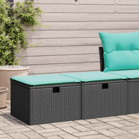 Garden Sofa Set Black PE rattan Medium UV-resistant mat...