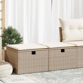 Garden Sofa Set Beige Poly Rattan, Acacia Wood, Powder-...