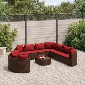 Patio Sofa Set Set of 10 Brown PE rattan Large Adjustab...
