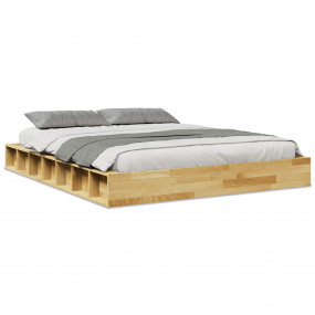 Bed Frame Oak Solid oak wood, Plywood Double Bed Frame