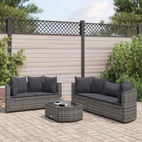 Patio Sofa Set Set of 6 Grey Poly Rattan 6 Piece Set Mo...