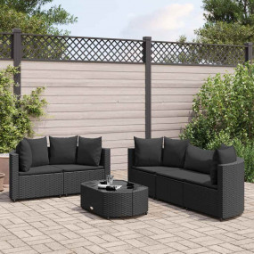 Patio Sofa Set Set of 6 Black