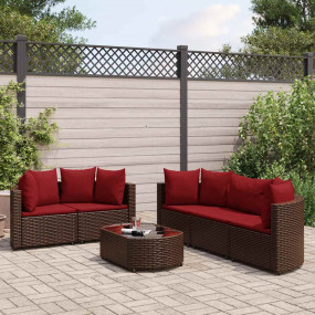Patio Sofa Set Set of 6 Brown