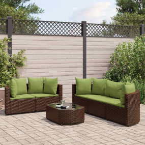 Patio Sofa Set Set of 6 Brown PE rattan Medium Adjustab...