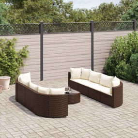 Patio Sofa Set Set of 8 Brown and Cream White