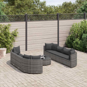 Patio Sofa Set Set of 8 Grey PE rattan Large