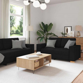 Sofa Set Black Fabric (100% polyester), metal, plywood,...