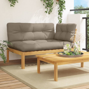 Patio Sofa Taupe Solid acacia wood with fabric cushions...